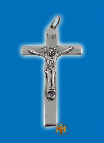 Simple Orthodox Brass Metal Cross 5x9cm Made in Greece Nickel Plated